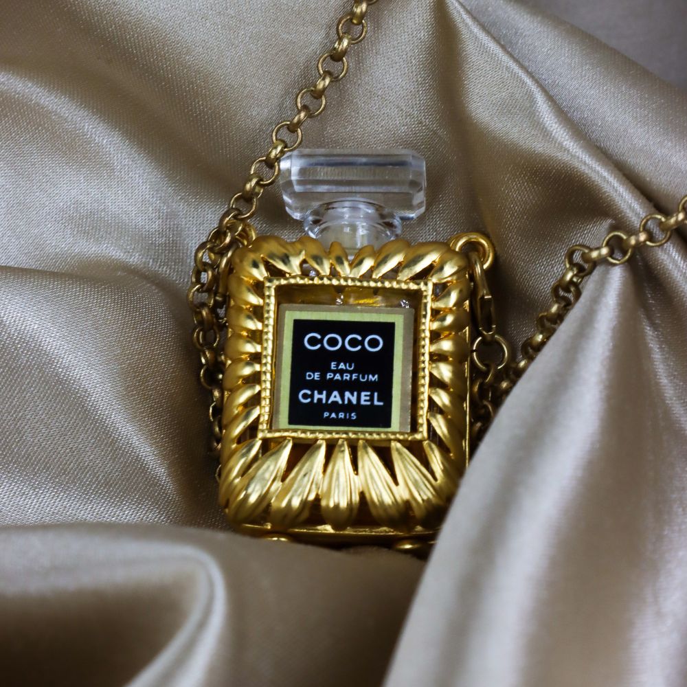 CHANEL perfume bottle necklace | Rare golden treasure