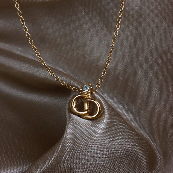 CHRISTIAN DIOR 吊墜閃石項鏈(金)| 1990年代款 | 秒殺熱賣款 |附原裝麈袋