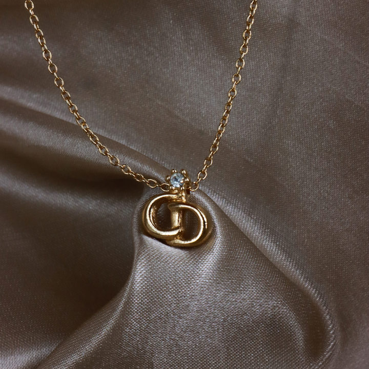 CHRISTIAN DIOR 吊墜閃石項鏈(金)| 1990年代款 | 秒殺熱賣款 |附原裝麈袋