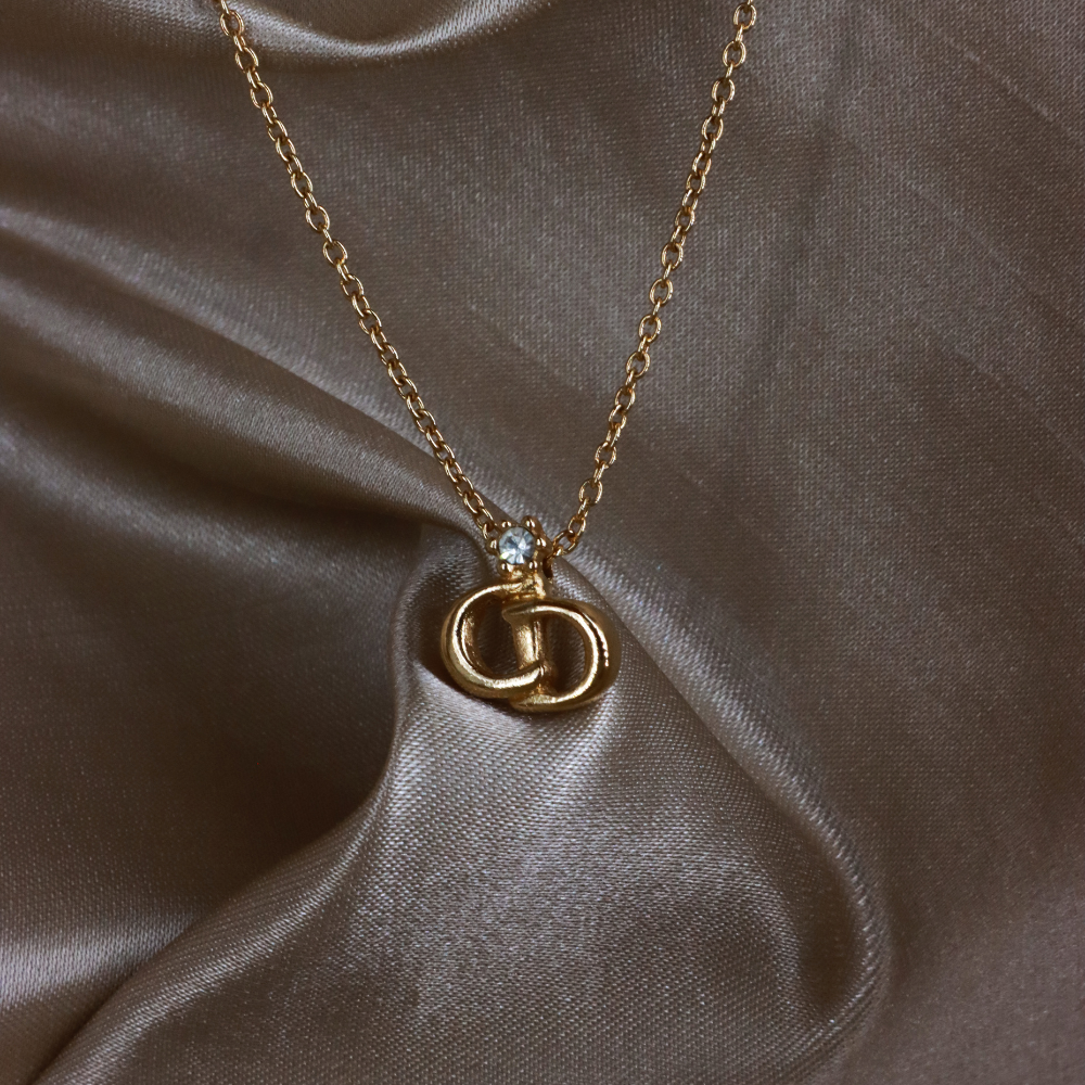 CHRISTIAN DIOR 吊墜閃石項鏈(金)| 1990年代款 | 秒殺熱賣款 |附原裝麈袋