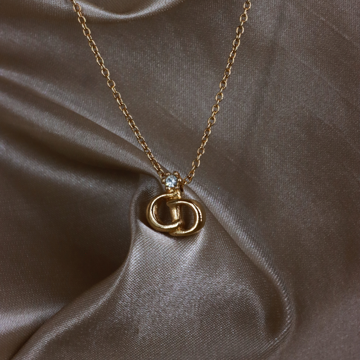 CHRISTIAN DIOR 吊墜閃石項鏈(金)| 1990年代款 | 秒殺熱賣款 |附原裝麈袋