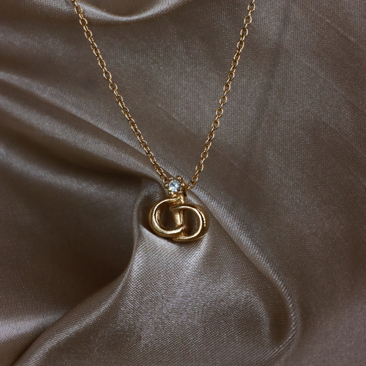 CHRISTIAN DIOR 吊墜閃石項鏈(金)| 1990年代款 | 秒殺熱賣款 |附原裝麈袋