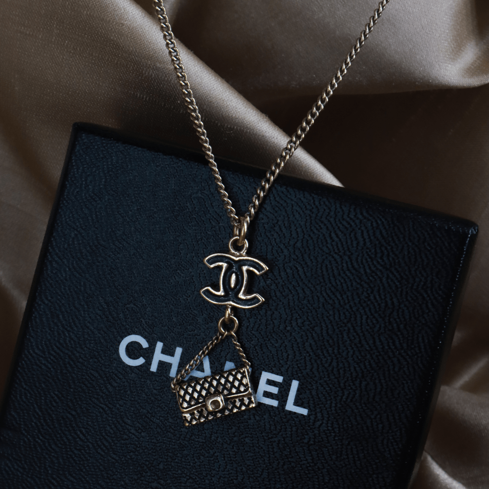 CHANEL COCO雙C包包吊墜項鏈 - Vintasy