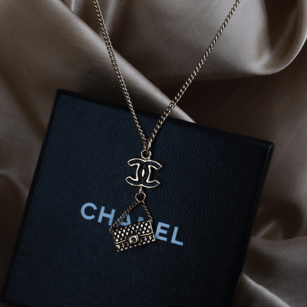 CHANEL COCO雙C包包吊墜項鏈 - Vintasy