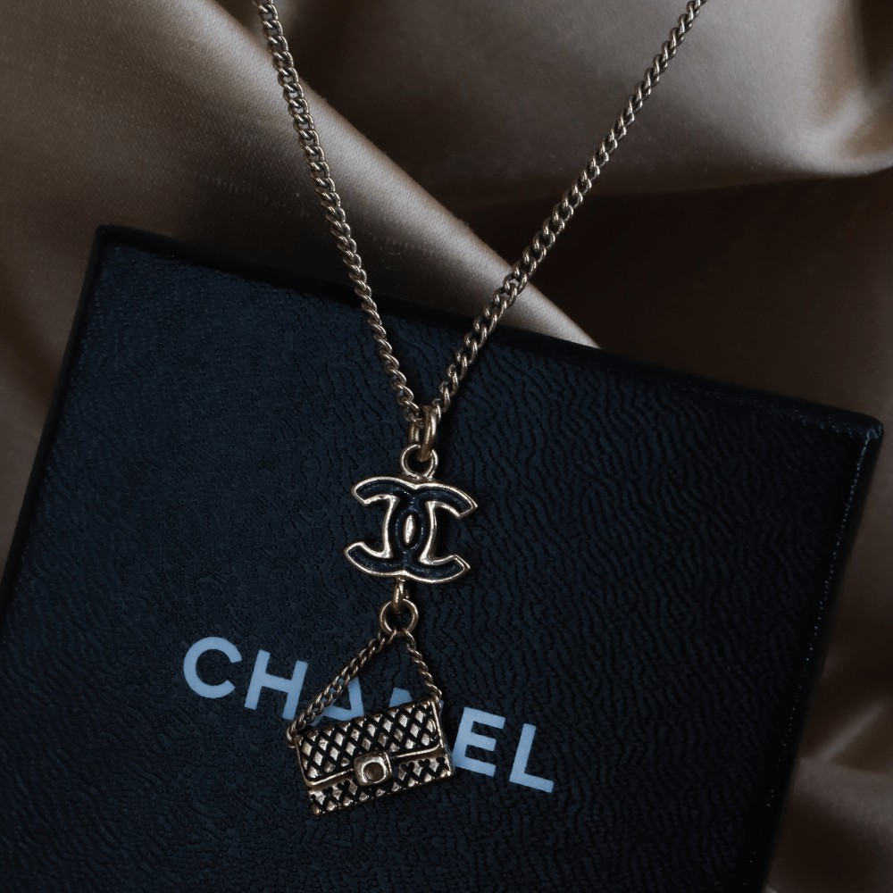 CHANEL COCO雙C包包吊墜項鏈 - Vintasy