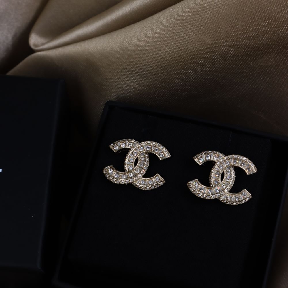 CHANEL 閃石COCO雙C耳環 - Vintasy
