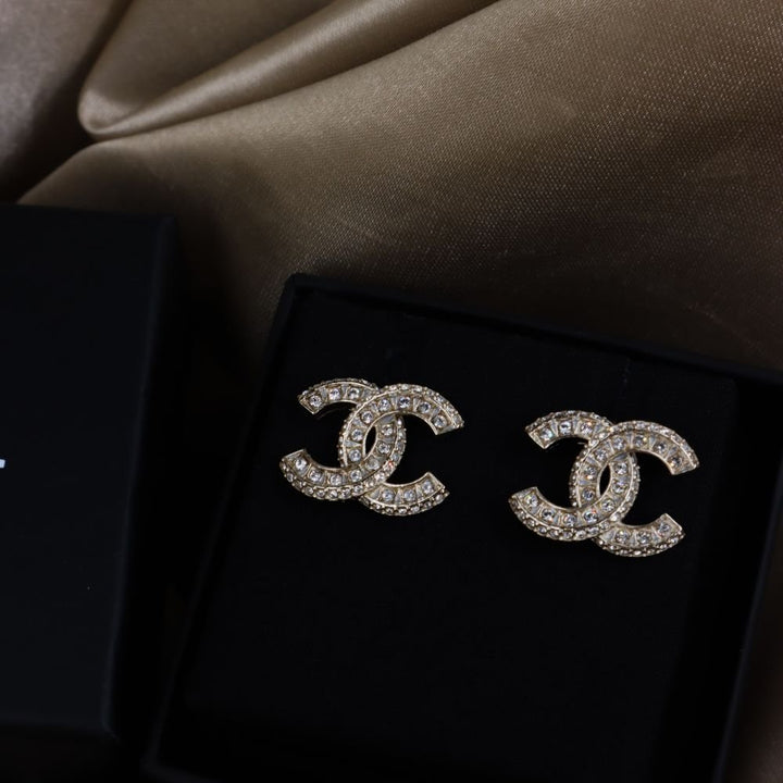 CHANEL 閃石COCO雙C耳環 - Vintasy