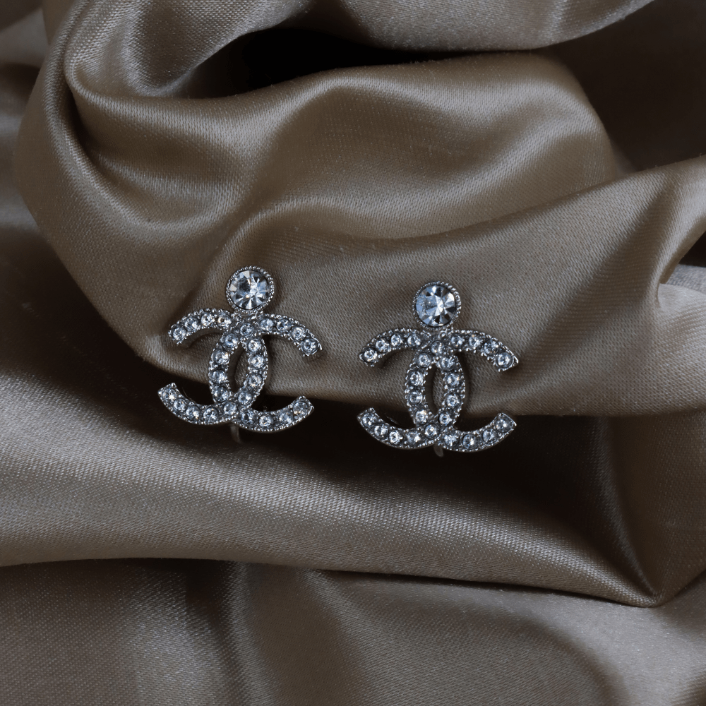 CHANEL LOGO COCO閃石耳夾|附原盒 - Vintasy