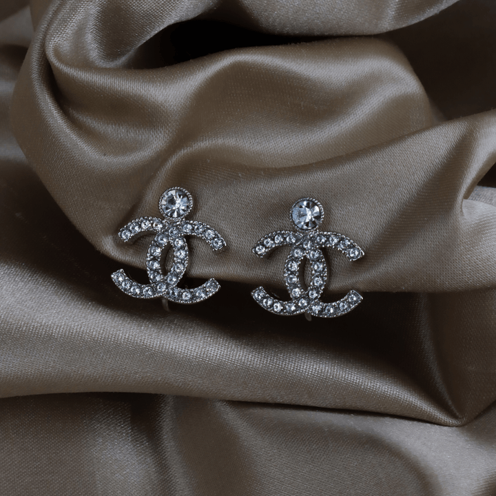CHANEL LOGO COCO閃石耳夾|附原盒 - Vintasy