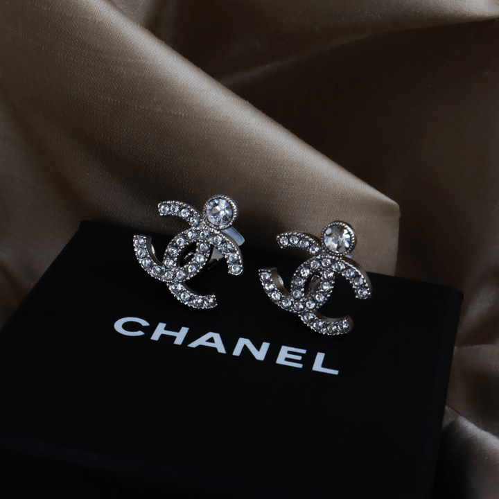 CHANEL LOGO COCO閃石耳夾|附原盒 - Vintasy