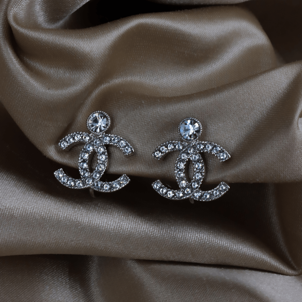 CHANEL LOGO COCO閃石耳夾|附原盒 - Vintasy