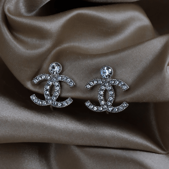 CHANEL LOGO COCO閃石耳夾|附原盒 - Vintasy