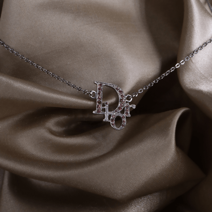 CHRISTIAN DIOR 粉紅閃石吊墜項鏈|1980年代經典款 - Vintasy項鏈