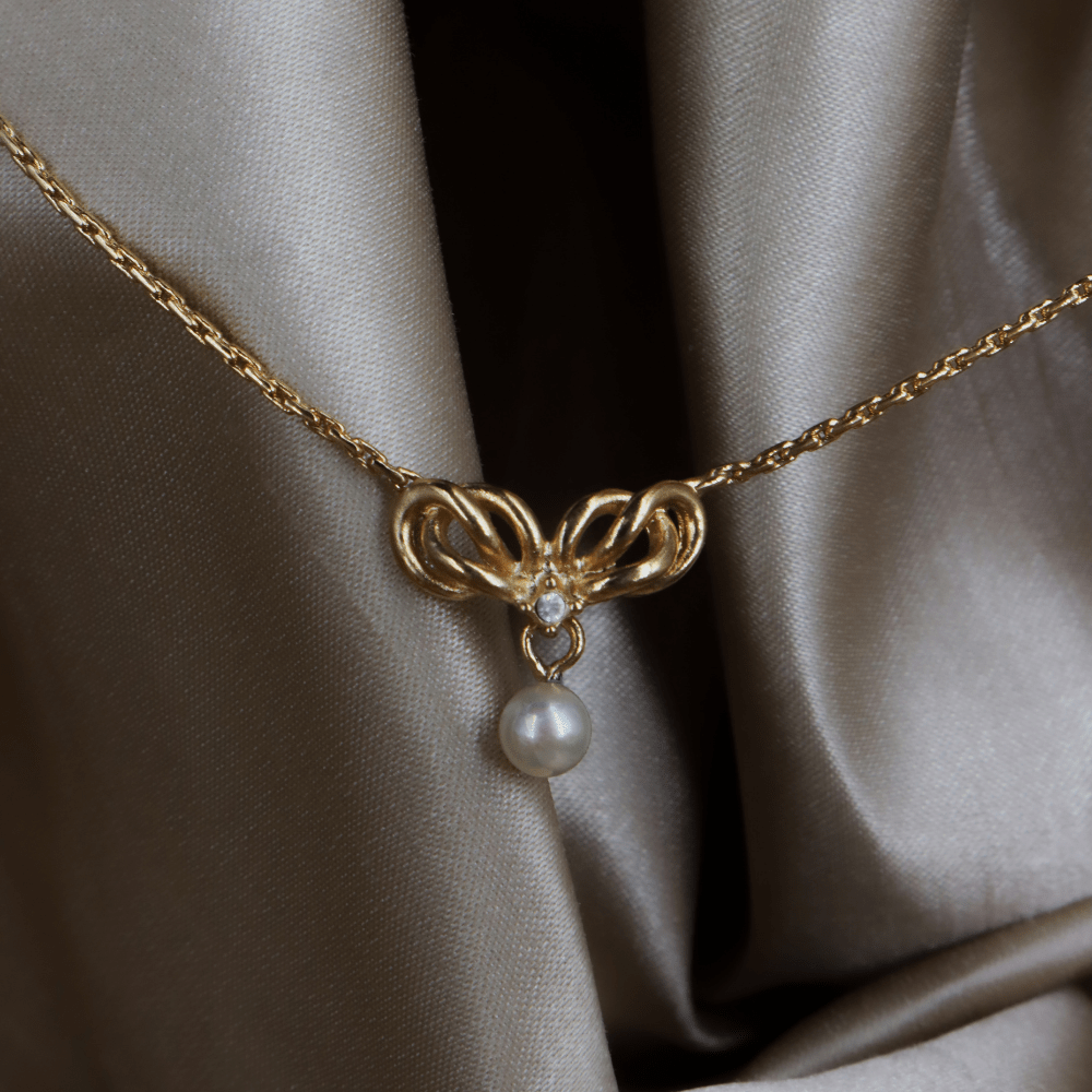 CHRISTIAN DIOR 珍珠1980年代鎖骨項鏈 - Vintasy