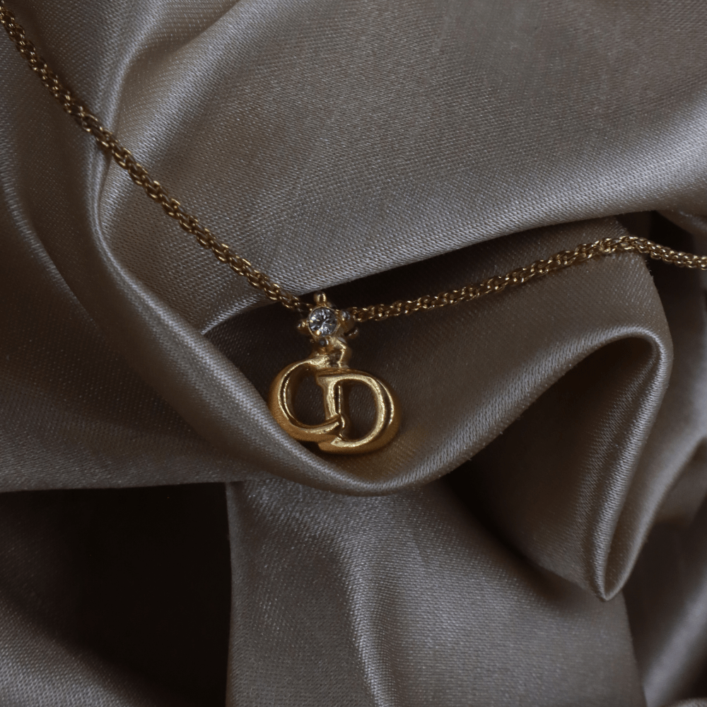 CHRISTIAN DIOR 吊墜閃石項鏈(金)| 1990年代款 | 秒殺熱賣款 - Vintasy項鏈