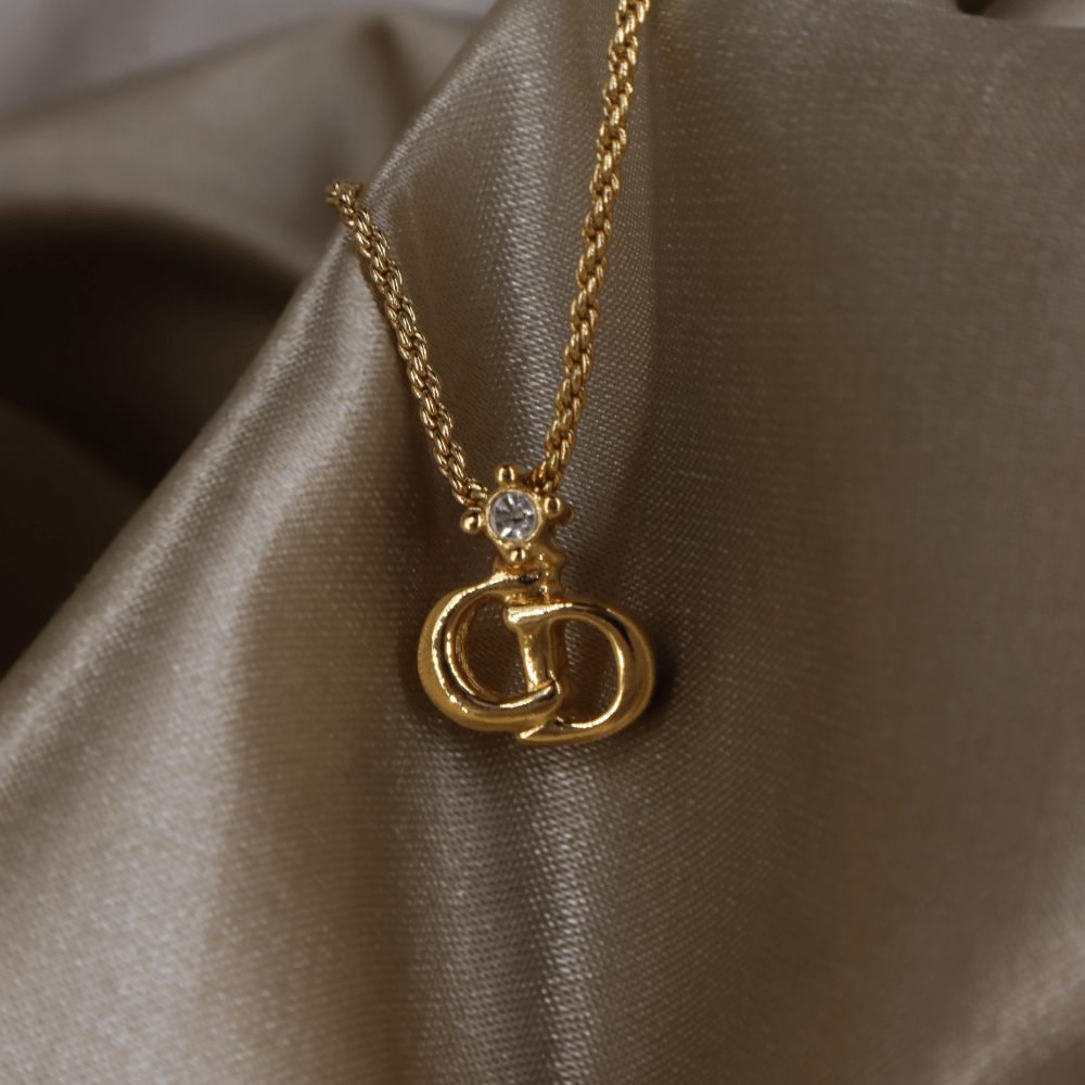 CHRISTIAN DIOR 吊墜閃石項鏈(金)| 1990年代款 | 秒殺熱賣款 - Vintasy項鏈