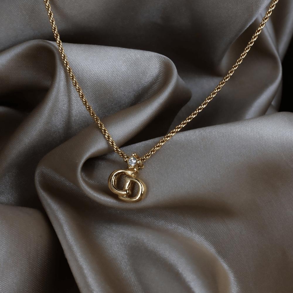 CHRISTIAN DIOR 吊墜閃石項鏈(金)| 1990年代款 | 秒殺熱賣款 - Vintasy項鏈