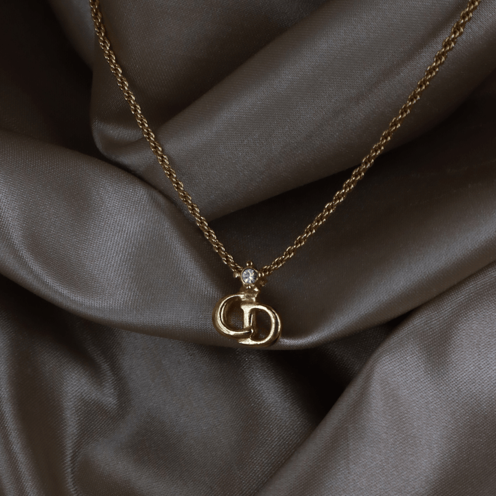 CHRISTIAN DIOR 吊墜閃石項鏈(金)| 1990年代款 | 秒殺熱賣款 - Vintasy項鏈