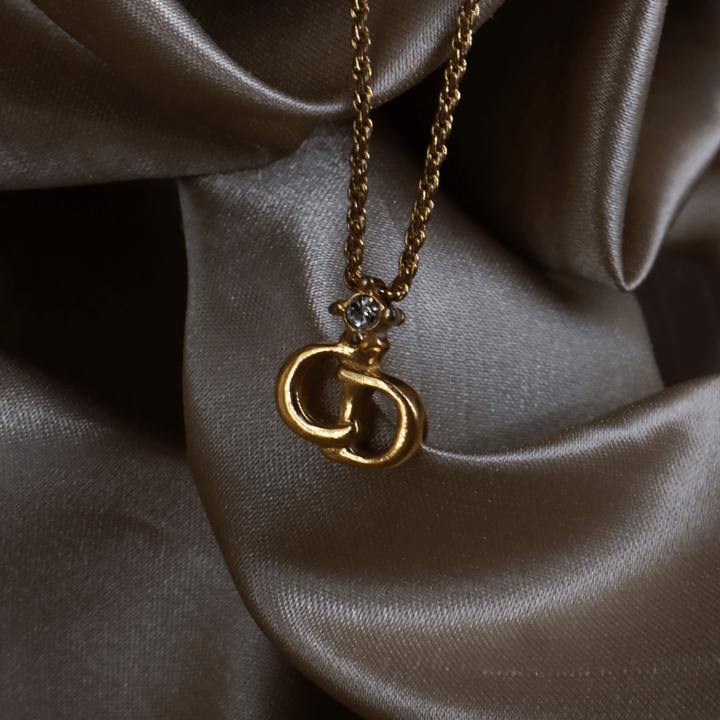 CHRISTIAN DIOR 吊墜閃石項鏈(金)| 1990年代款 | 秒殺熱賣款 - Vintasy項鏈