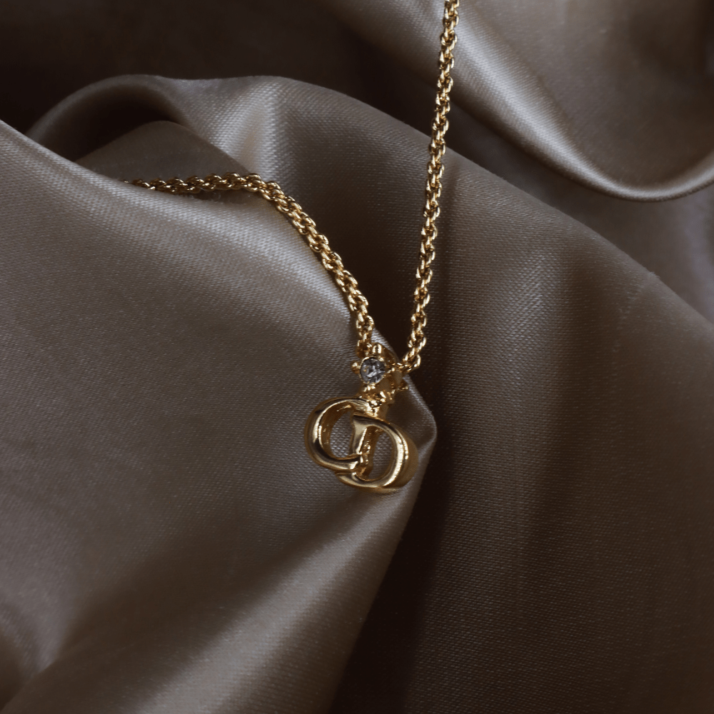 CHRISTIAN DIOR 吊墜閃石項鏈(金)| 1990年代款 | 秒殺熱賣款 - Vintasy項鏈