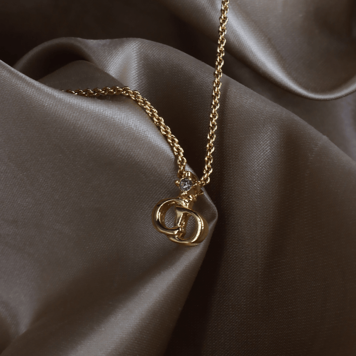 CHRISTIAN DIOR 吊墜閃石項鏈(金)| 1990年代款 | 秒殺熱賣款 - Vintasy項鏈
