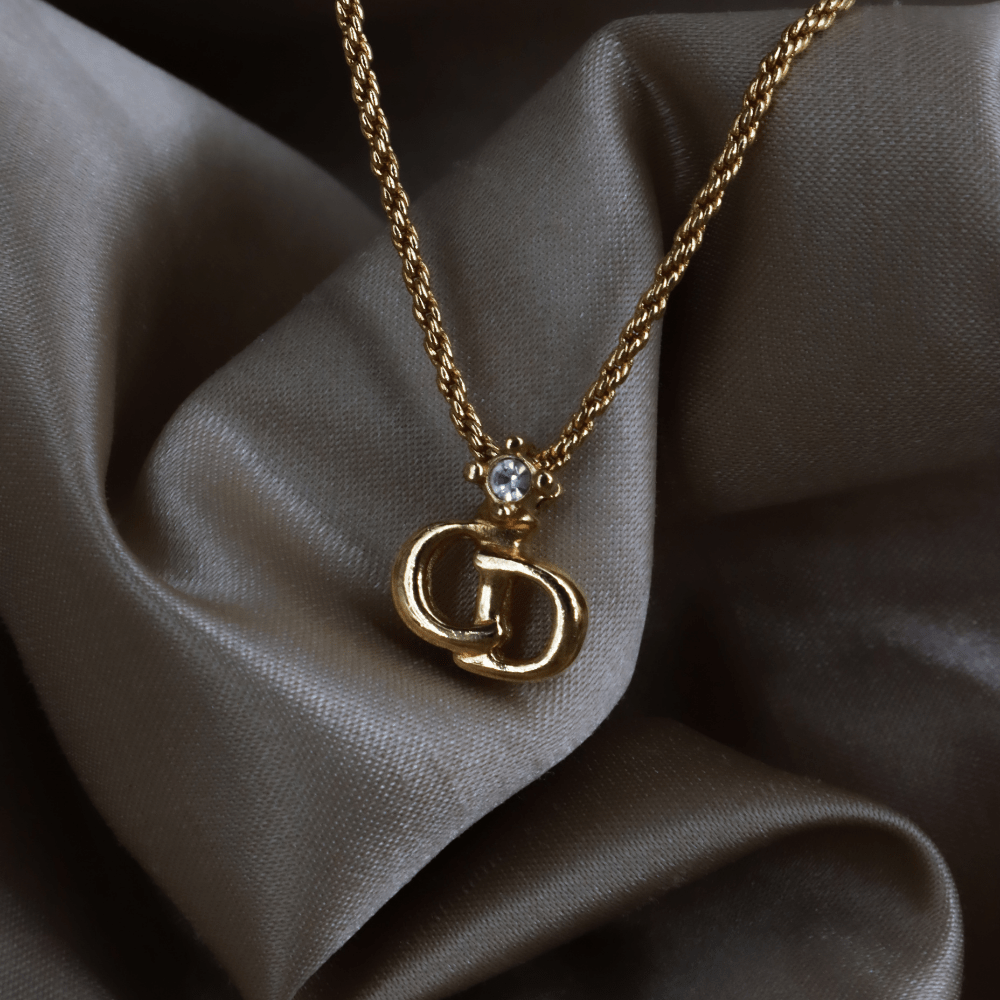 CHRISTIAN DIOR 吊墜閃石項鏈(金)| 1990年代款 | 秒殺熱賣款 - Vintasy項鏈