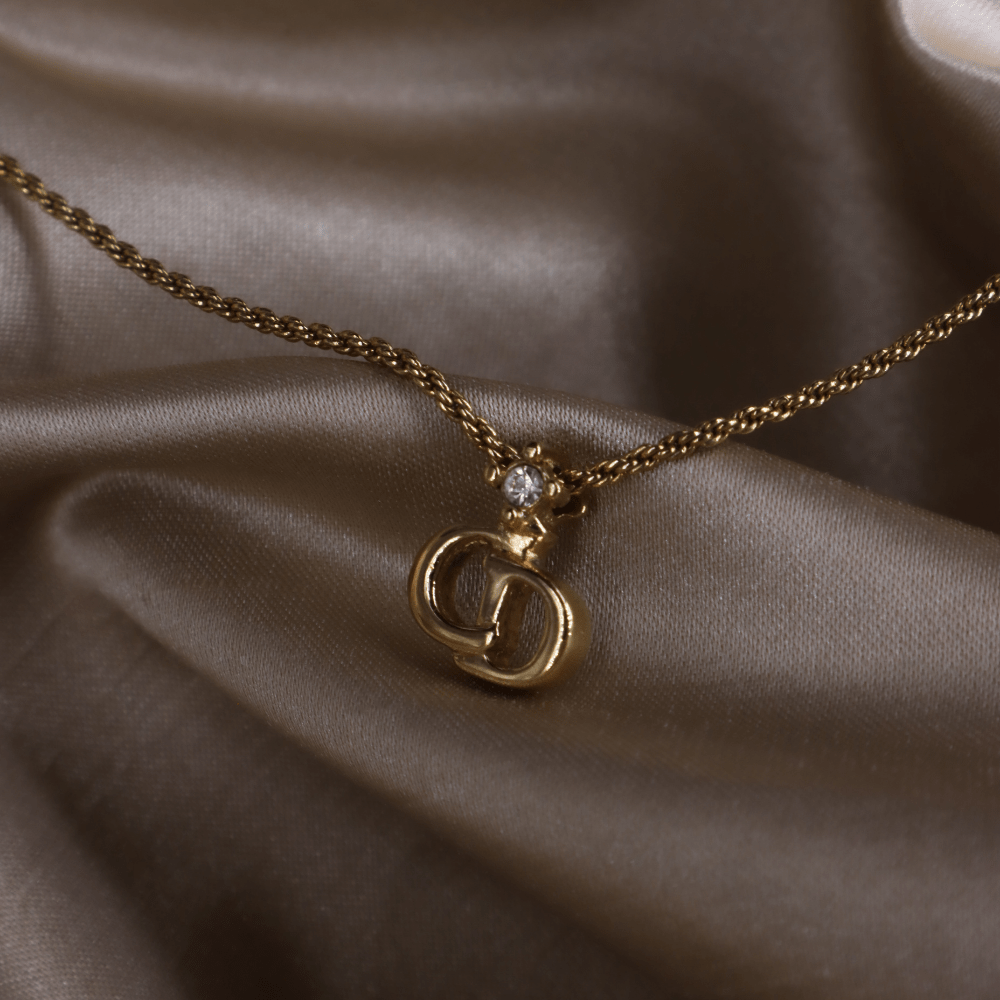 CHRISTIAN DIOR 吊墜閃石項鏈(金)| 1990年代款 | 秒殺熱賣款 - Vintasy項鏈