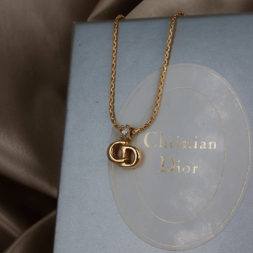 CHRISTIAN DIOR 貓眼閃石吊墜項鏈 | 經典1990年代款式 |附原盒未使用 - Vintasy項鏈