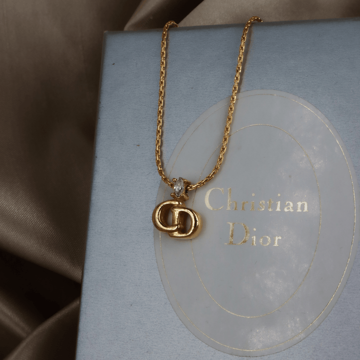 CHRISTIAN DIOR 貓眼閃石吊墜項鏈 | 經典1990年代款式 |附原盒未使用 - Vintasy項鏈
