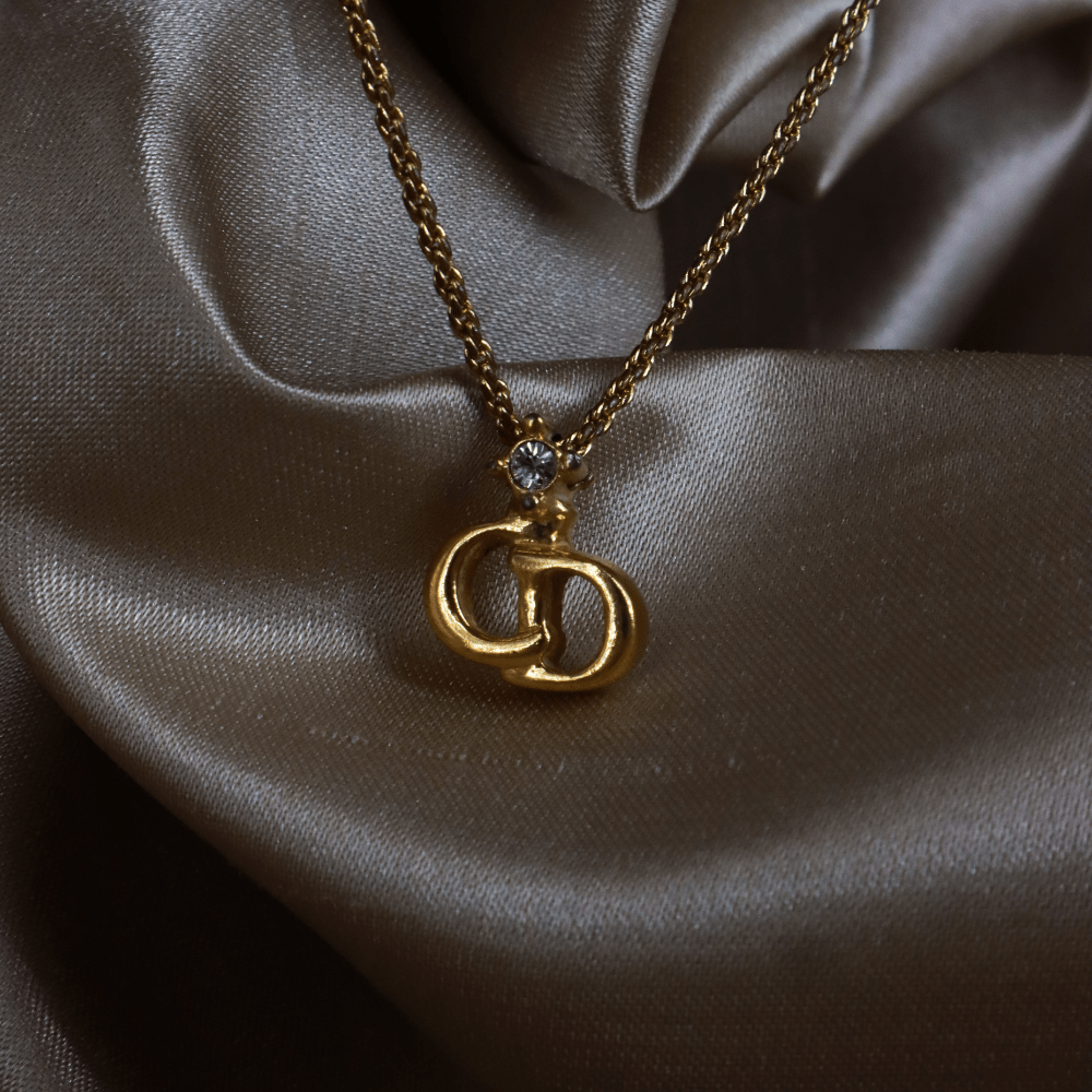 CHRISTIAN DIOR 吊墜閃石項鏈(金)| 1990年代款 | 秒殺熱賣款 - Vintasy項鏈