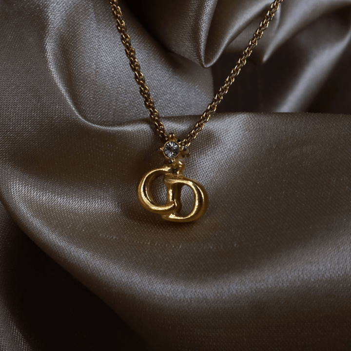 CHRISTIAN DIOR 吊墜閃石項鏈(金)| 1990年代款 | 秒殺熱賣款 - Vintasy項鏈