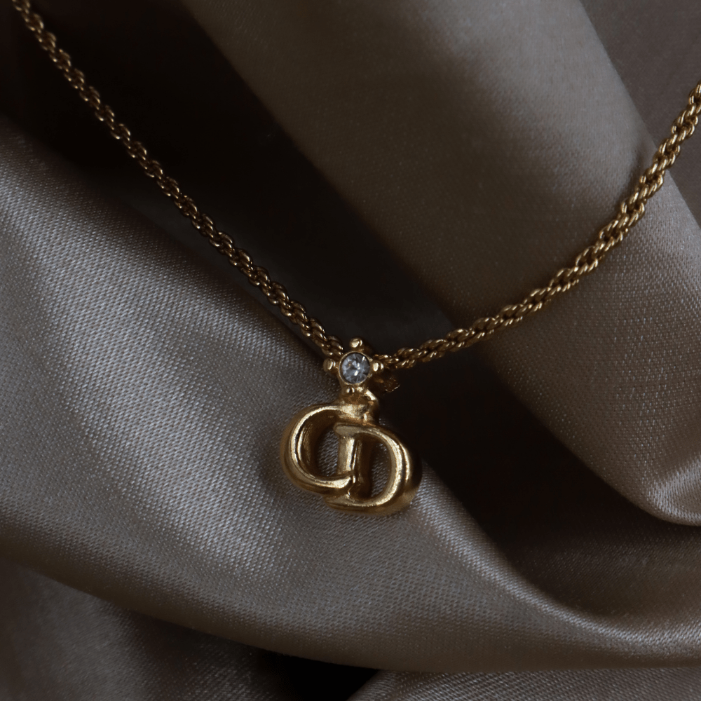 CHRISTIAN DIOR 吊墜閃石項鏈(金)| 1990年代款 | 秒殺熱賣款 - Vintasy項鏈