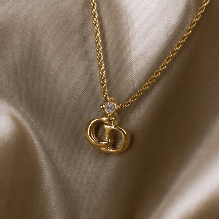 CHRISTIAN DIOR 吊墜閃石項鏈(金)| 1990年代款 | 秒殺熱賣款 - Vintasy項鏈