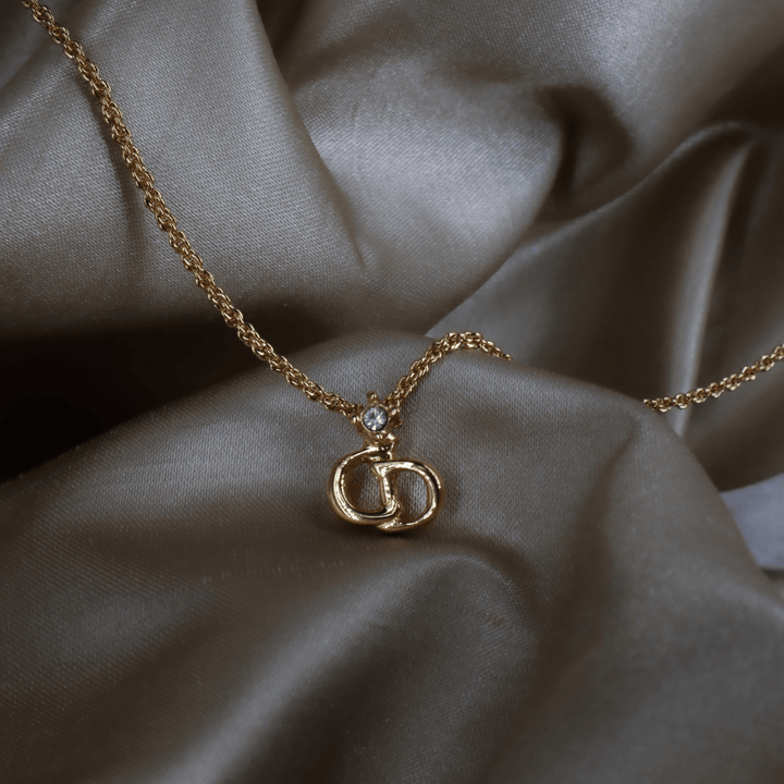 CHRISTIAN DIOR 吊墜閃石項鏈(金)| 1990年代款 | 秒殺熱賣款 - Vintasy項鏈