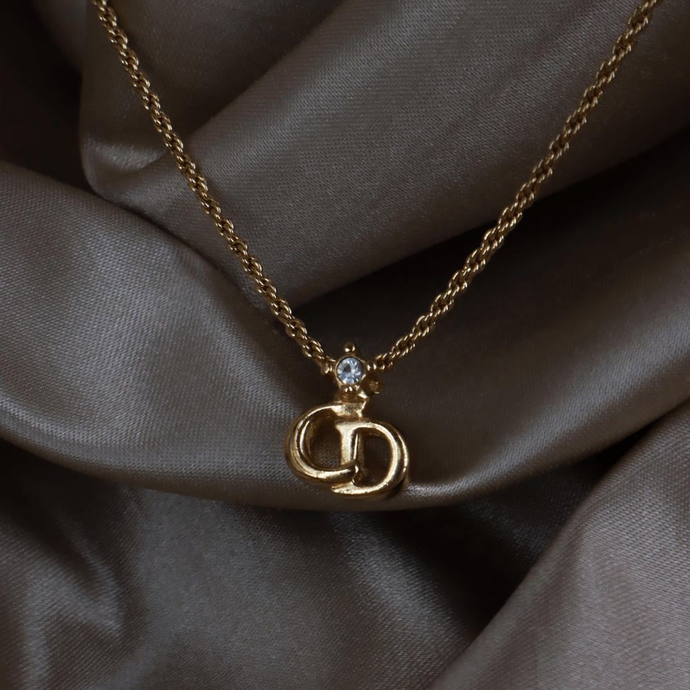 CHRISTIAN DIOR 吊墜閃石項鏈(金)| 1990年代款 | 秒殺熱賣款 - Vintasy項鏈