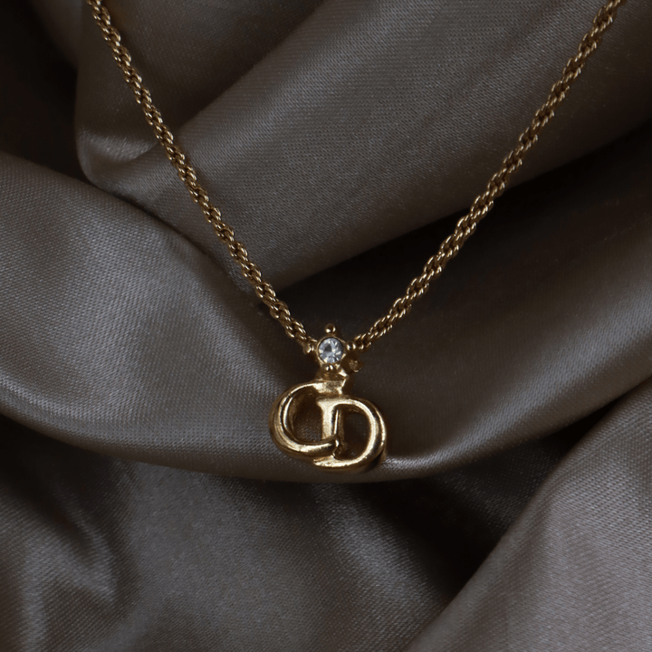 CHRISTIAN DIOR 吊墜閃石項鏈(金)| 1990年代款 | 秒殺熱賣款 - Vintasy項鏈