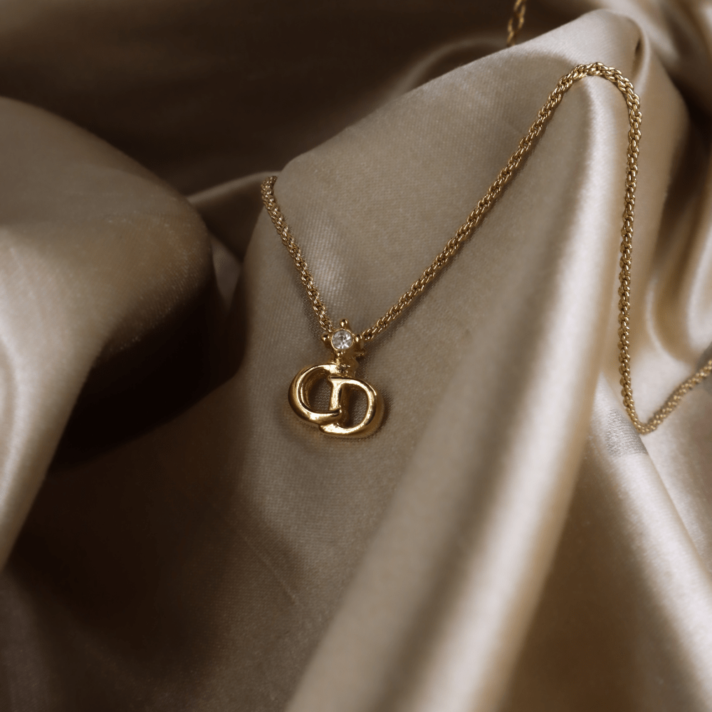 CHRISTIAN DIOR 吊墜閃石項鏈(金)| 1990年代款 | 秒殺熱賣款 - Vintasy項鏈