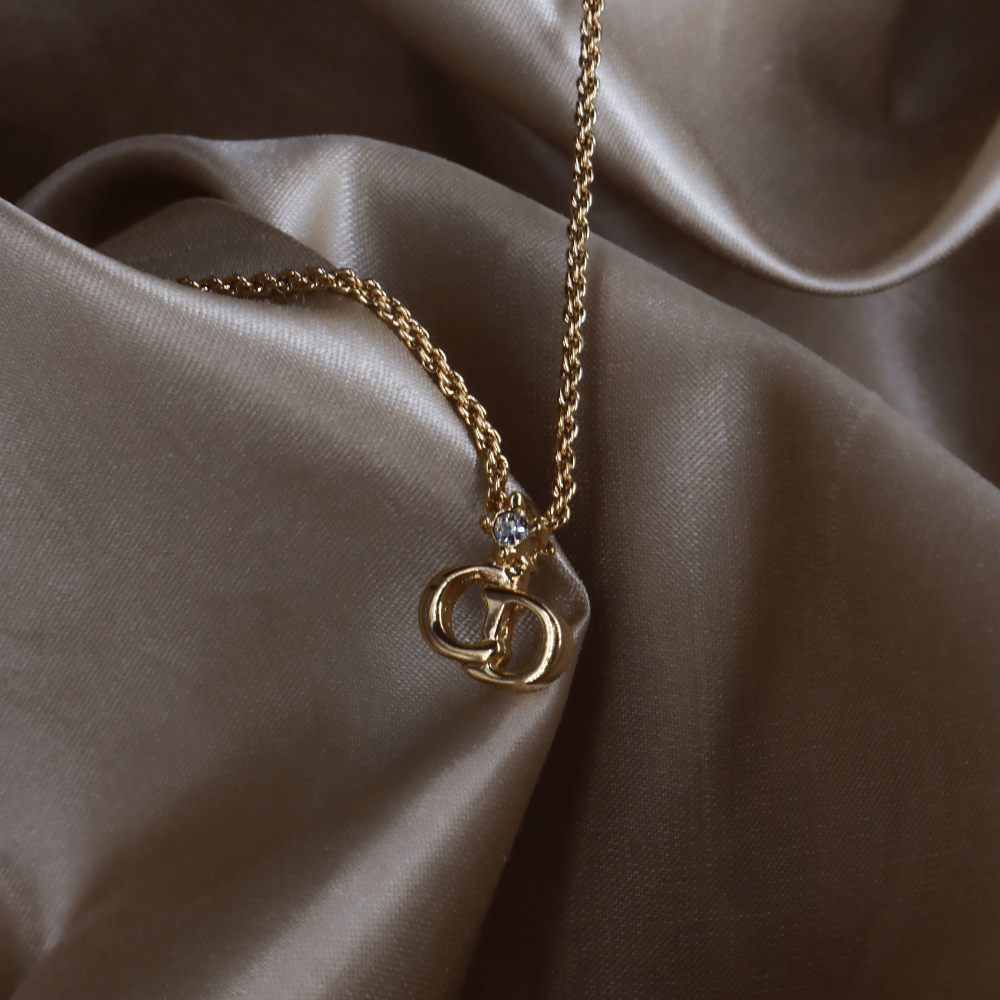 CHRISTIAN DIOR 吊墜閃石項鏈(金)| 1990年代款 | 秒殺熱賣款 - Vintasy項鏈