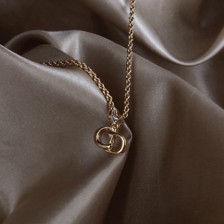 CHRISTIAN DIOR 吊墜閃石項鏈(金)| 1990年代款 | 秒殺熱賣款 - Vintasy項鏈