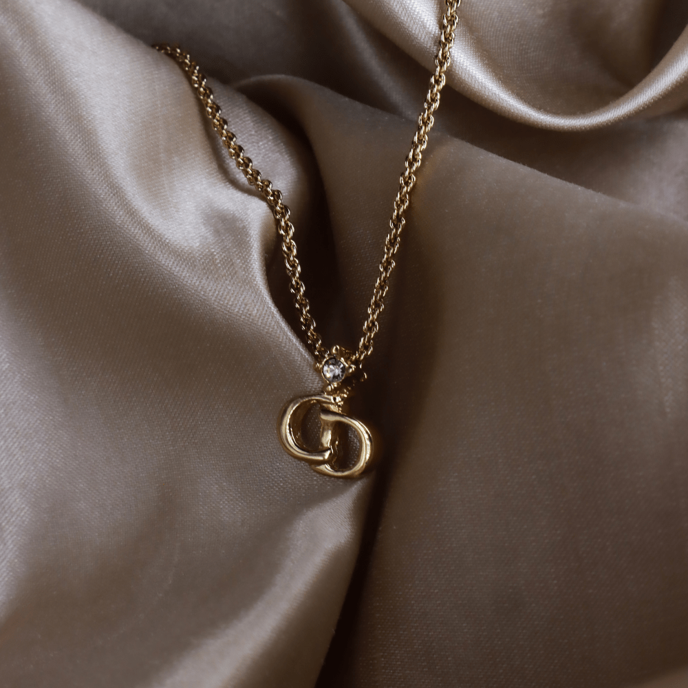 CHRISTIAN DIOR 吊墜閃石項鏈(金)| 1990年代款 | 秒殺熱賣款 - Vintasy項鏈