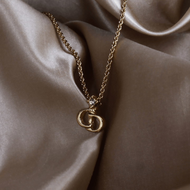 CHRISTIAN DIOR 吊墜閃石項鏈(金)| 1990年代款 | 秒殺熱賣款 - Vintasy項鏈