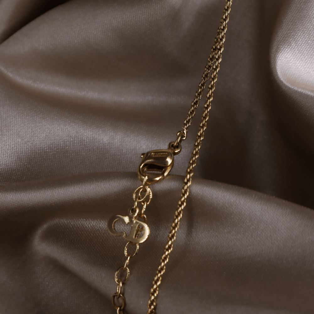 CHRISTIAN DIOR 吊墜閃石項鏈(金)| 1990年代款 | 秒殺熱賣款 - Vintasy項鏈