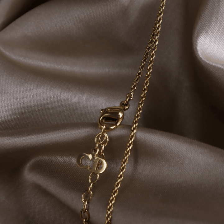 CHRISTIAN DIOR 吊墜閃石項鏈(金)| 1990年代款 | 秒殺熱賣款 - Vintasy項鏈