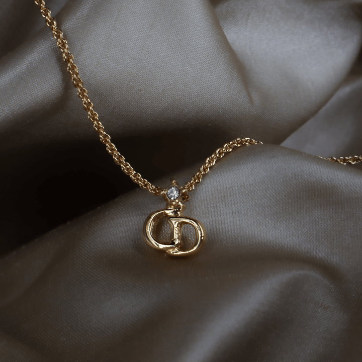 CHRISTIAN DIOR 吊墜閃石項鏈(金)| 1990年代款 | 秒殺熱賣款 - Vintasy項鏈