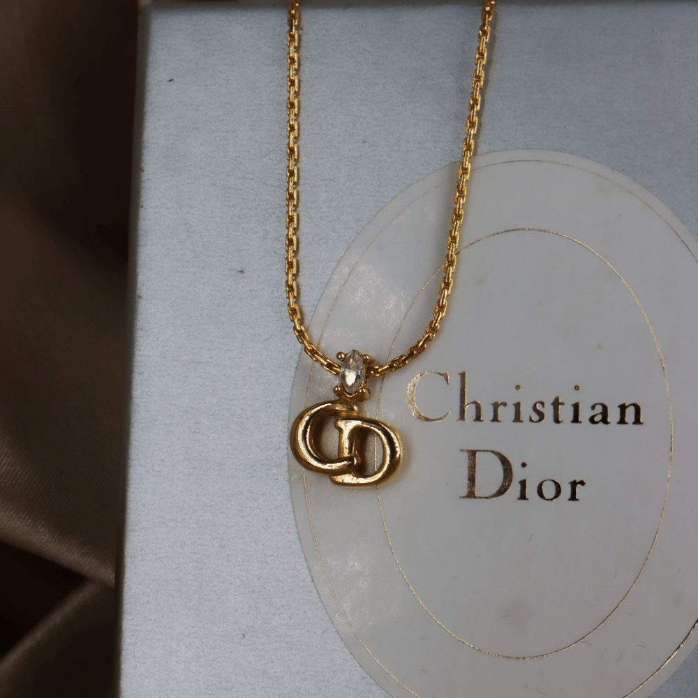 CHRISTIAN DIOR 貓眼閃石吊墜項鏈 | 經典1990年代款式 |附原盒未使用 - Vintasy項鏈