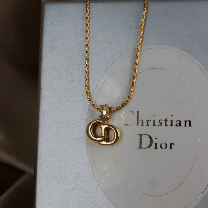 CHRISTIAN DIOR 貓眼閃石吊墜項鏈 | 經典1990年代款式 |附原盒未使用 - Vintasy項鏈