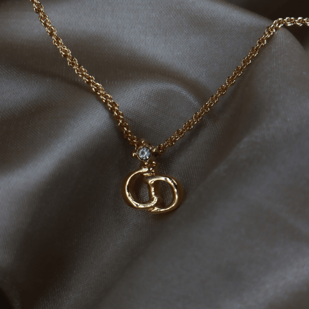 CHRISTIAN DIOR 吊墜閃石項鏈(金)| 1990年代款 | 秒殺熱賣款 - Vintasy項鏈