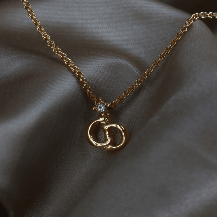 CHRISTIAN DIOR 吊墜閃石項鏈(金)| 1990年代款 | 秒殺熱賣款 - Vintasy項鏈