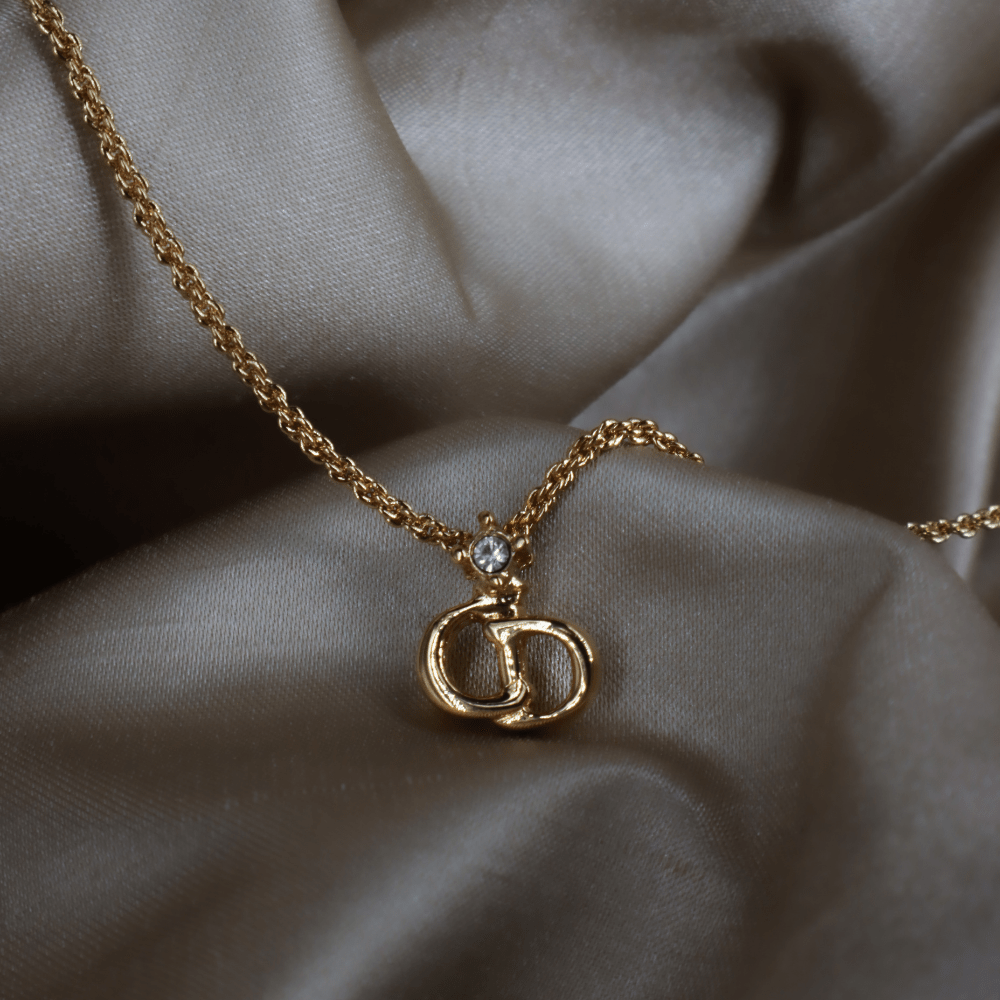 CHRISTIAN DIOR 吊墜閃石項鏈(金)| 1990年代款 | 秒殺熱賣款 - Vintasy項鏈