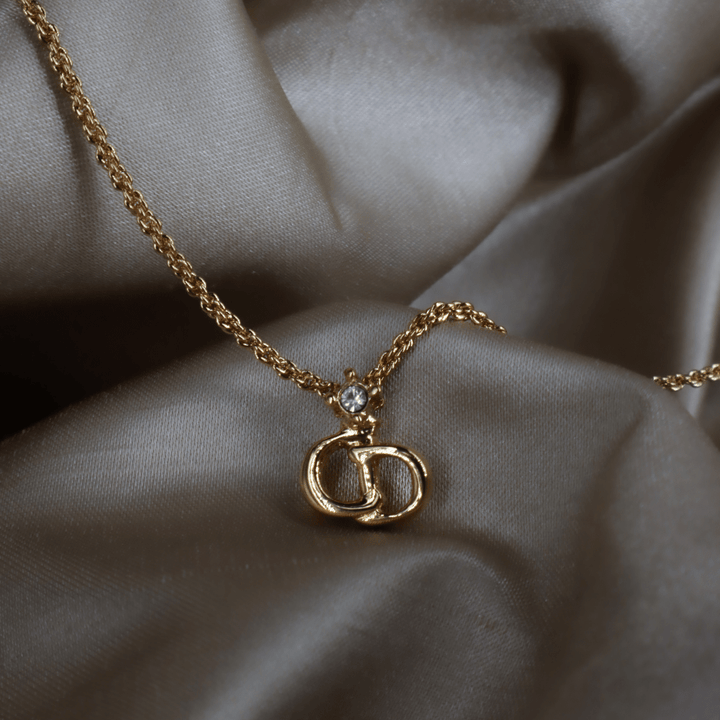 CHRISTIAN DIOR 吊墜閃石項鏈(金)| 1990年代款 | 秒殺熱賣款 - Vintasy項鏈